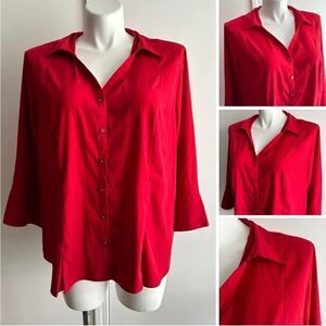 Red Button-up Blouse, Size 22/24W, C est. 1946